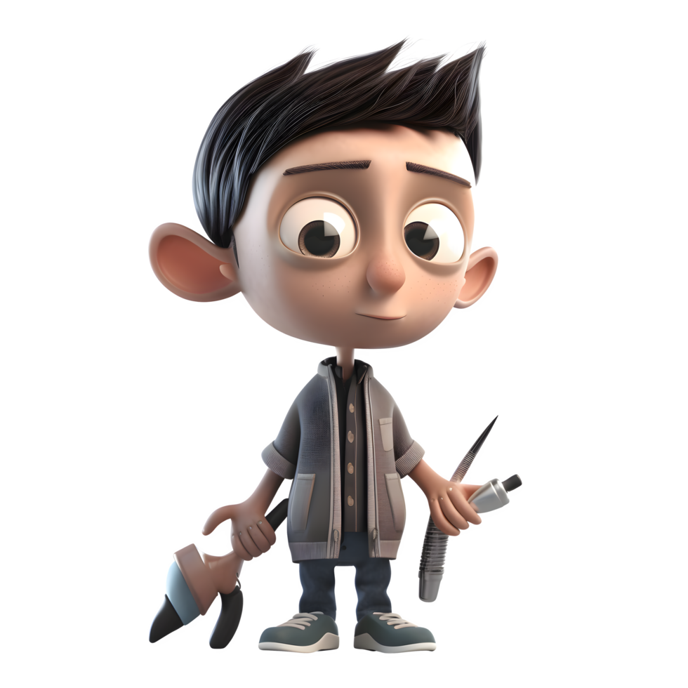 Joyful 3d Boy with Balloon PNG Transparent Background