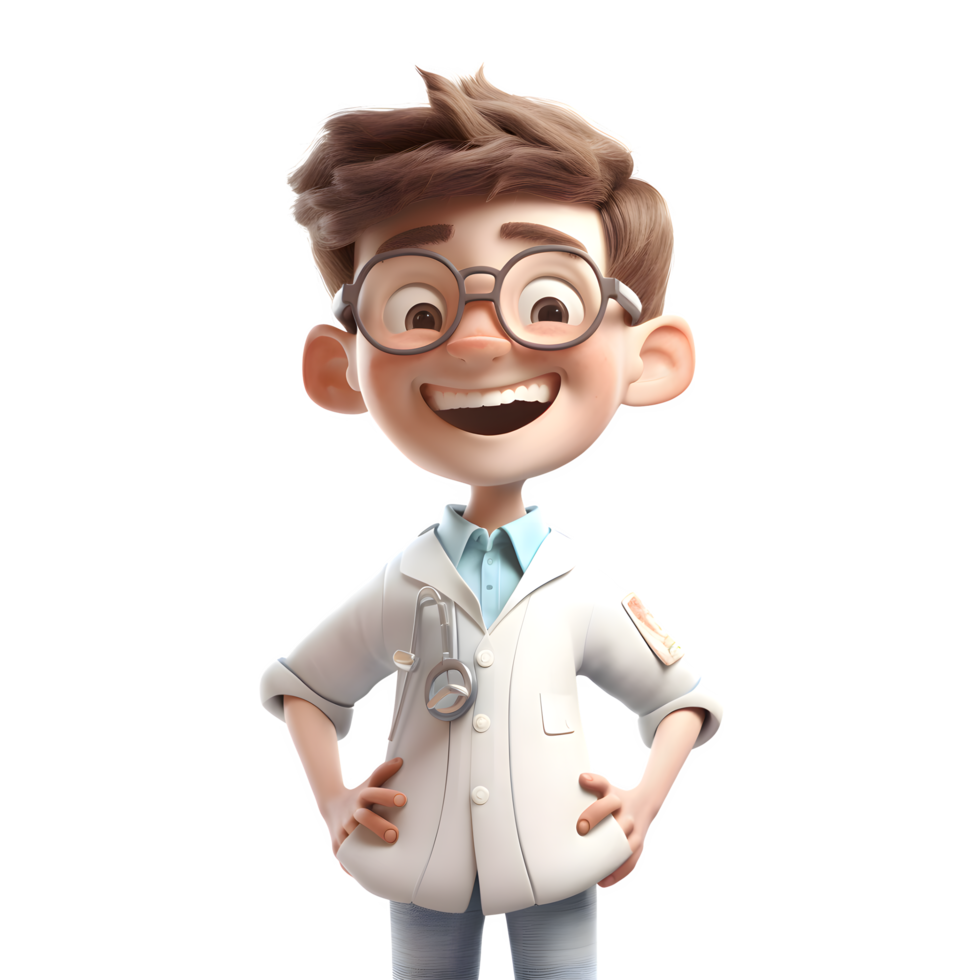 Stylish 3D Dentist with Gloves Suitable for Medical or Healthcare Themed Designs PNG Transparent Background