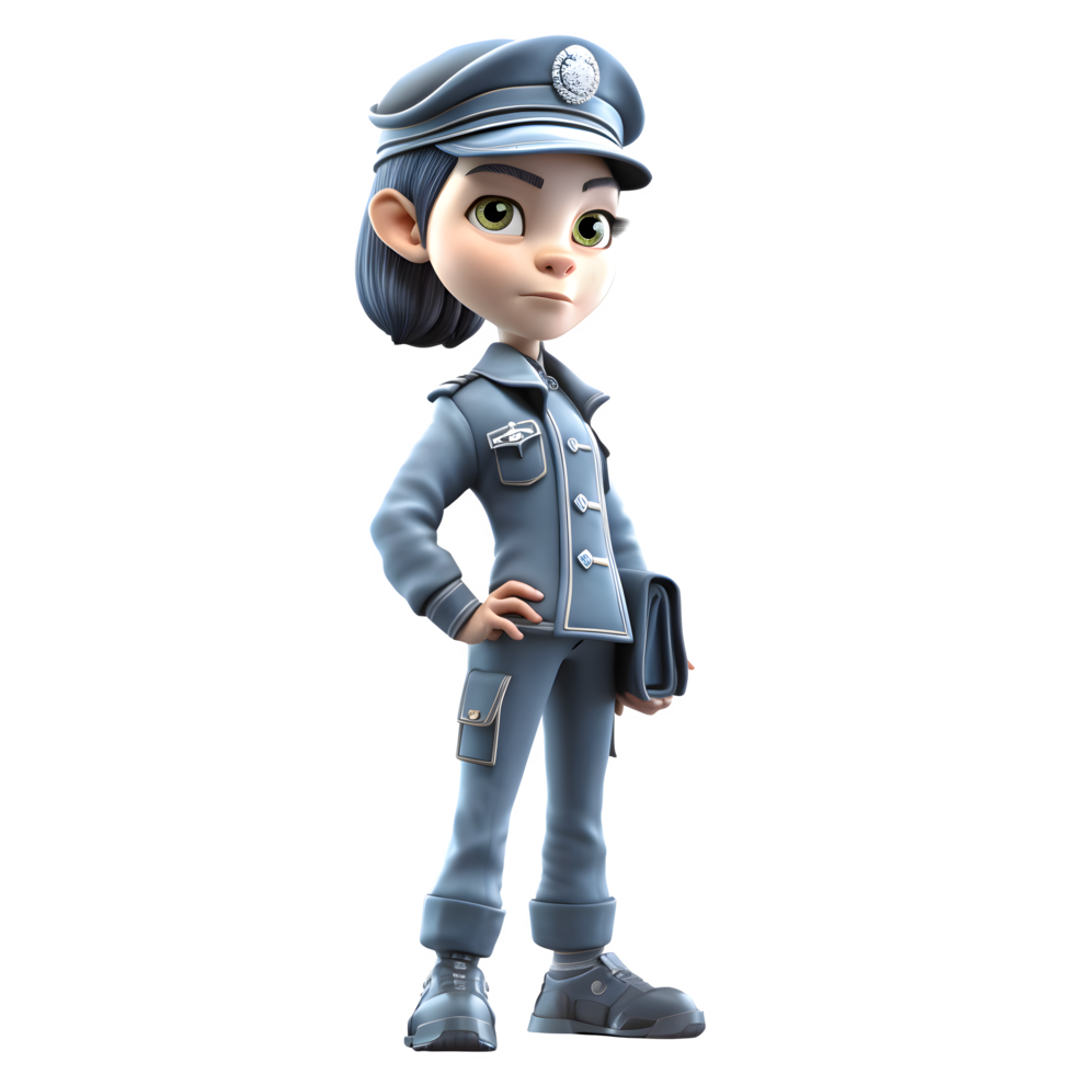 3d police femme dans uniforme png transparent Contexte