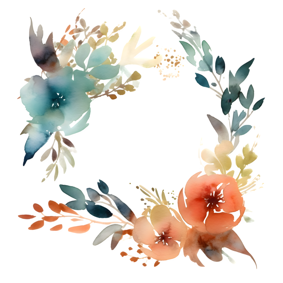 Botanical with Floral Frame and Birds. Perfect for Spring and Summer Designs. PNG Transparent Background