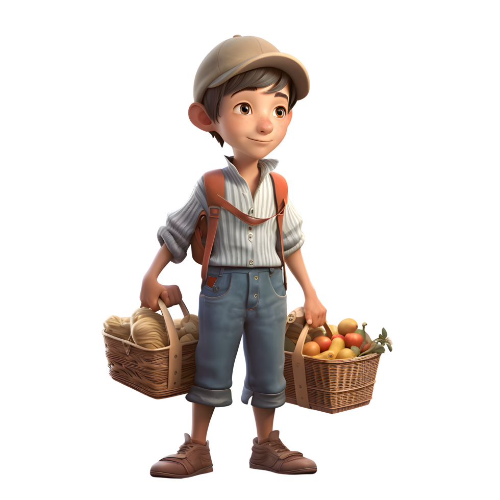 Strong 3D Farmer for Animal Transport or Farming Services PNG Transparent Background