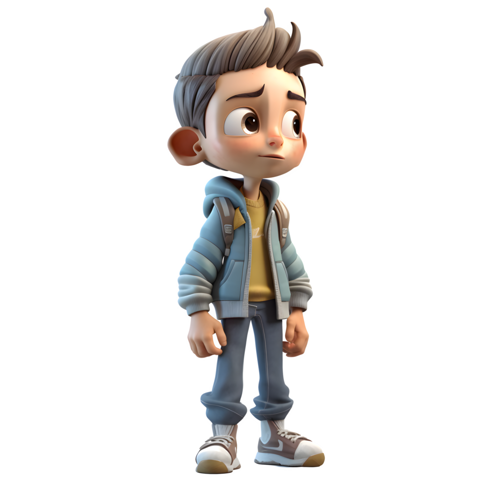 Studious 3D Student boy with laptop on white background PNG Transparent Background
