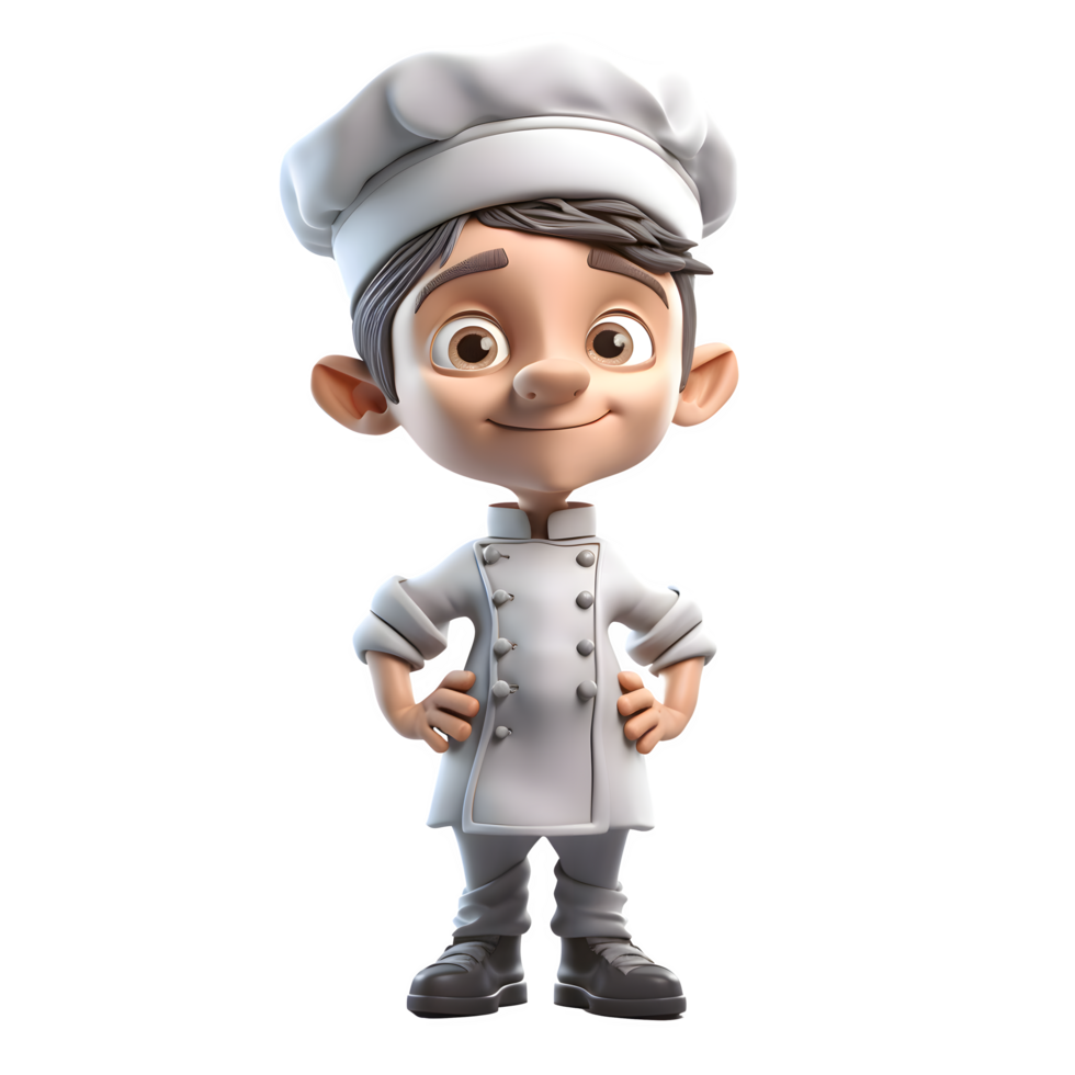 Friendly 3D Chef with Food Tray Ideal for Buffet or Catering Services Projects PNG Transparent Background