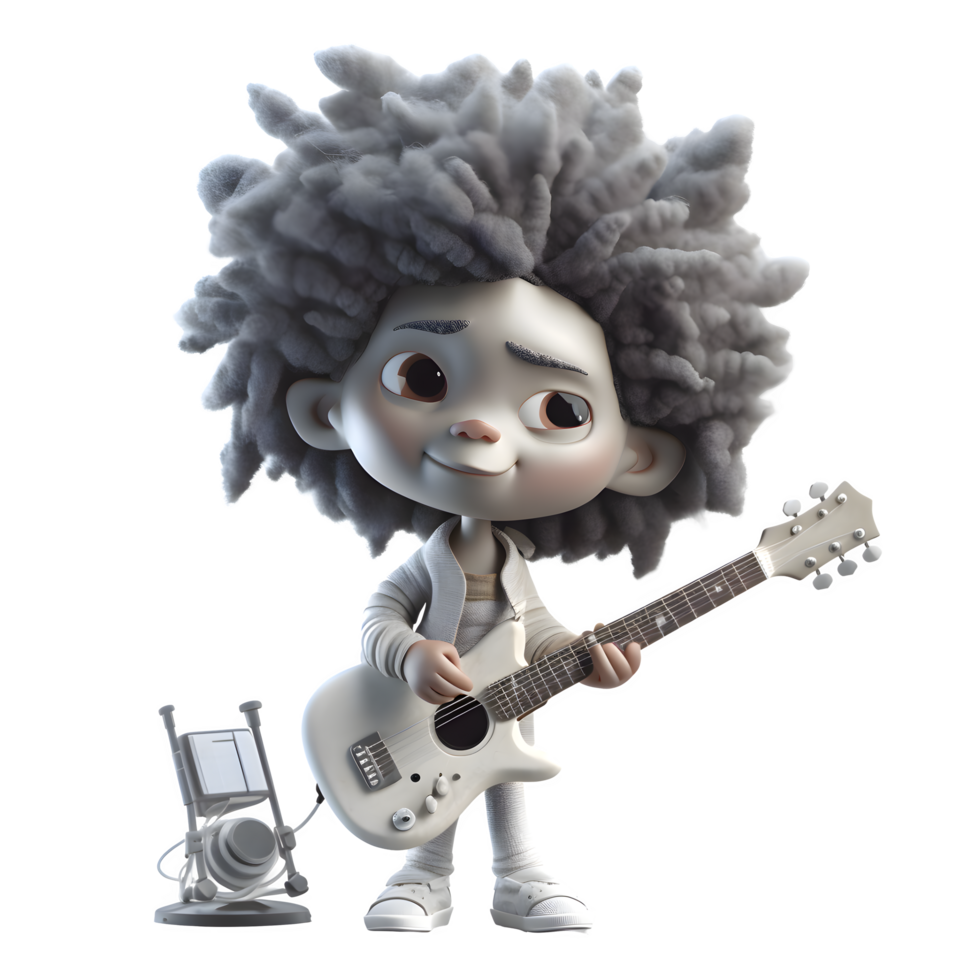 Magical 3D Girl Musician with Enchanting Tunes PNG Transparent Background