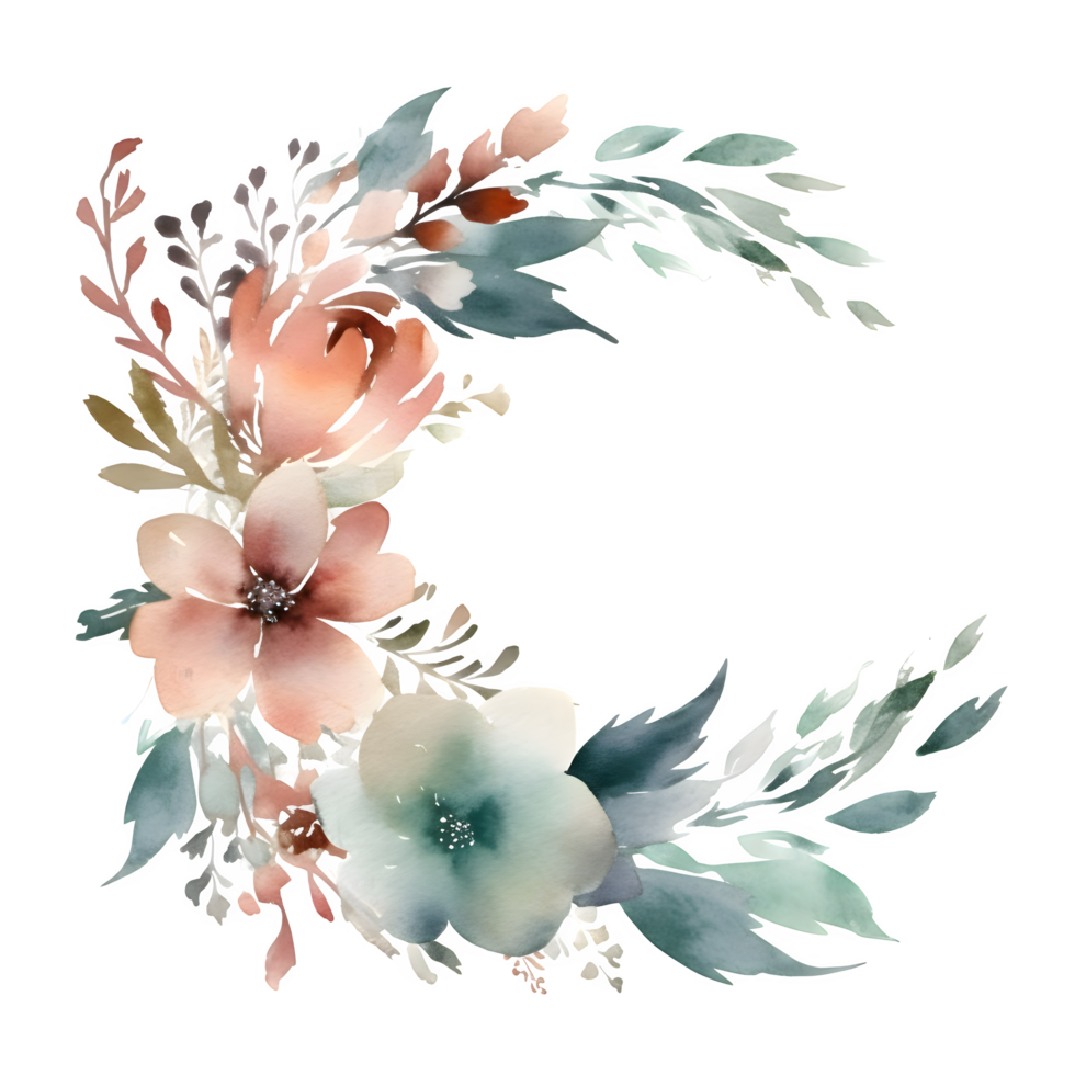Rustic botanical frame with wildflowers and foliage PNG Transparent Background