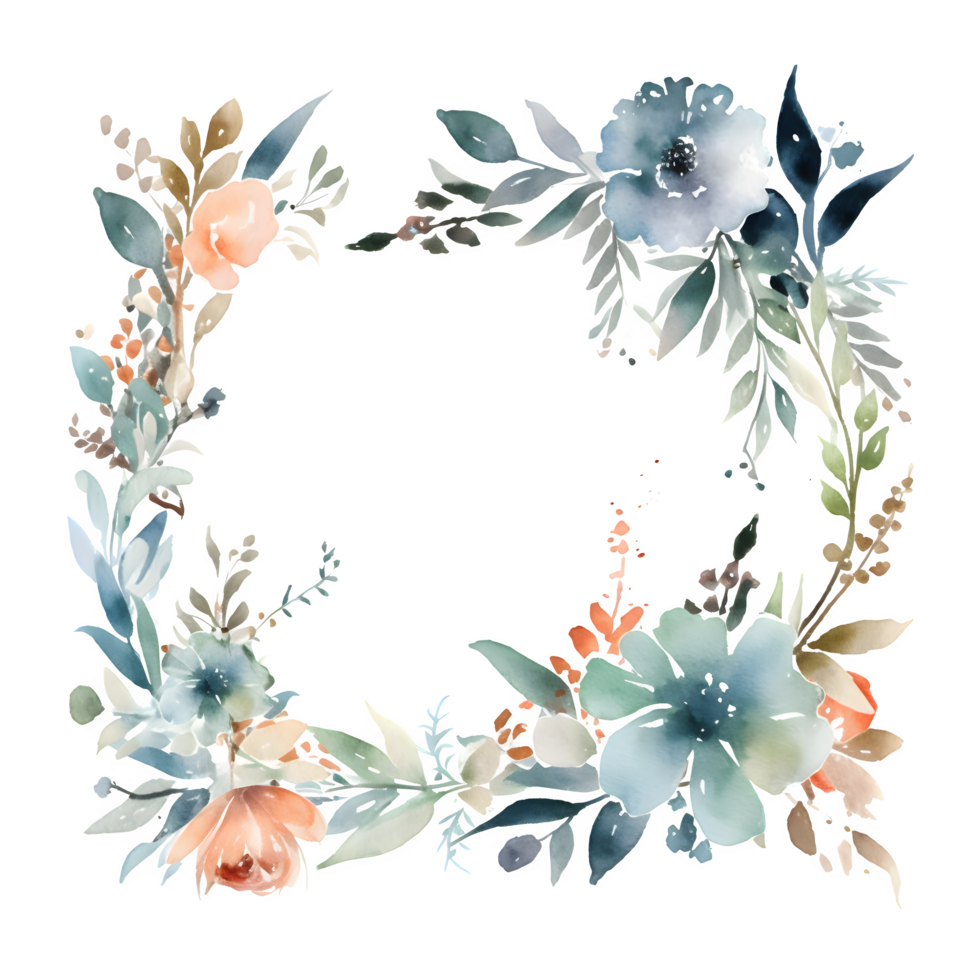 Romantic watercolor floral wreath with elegant calligraphy text PNG Transparent Background