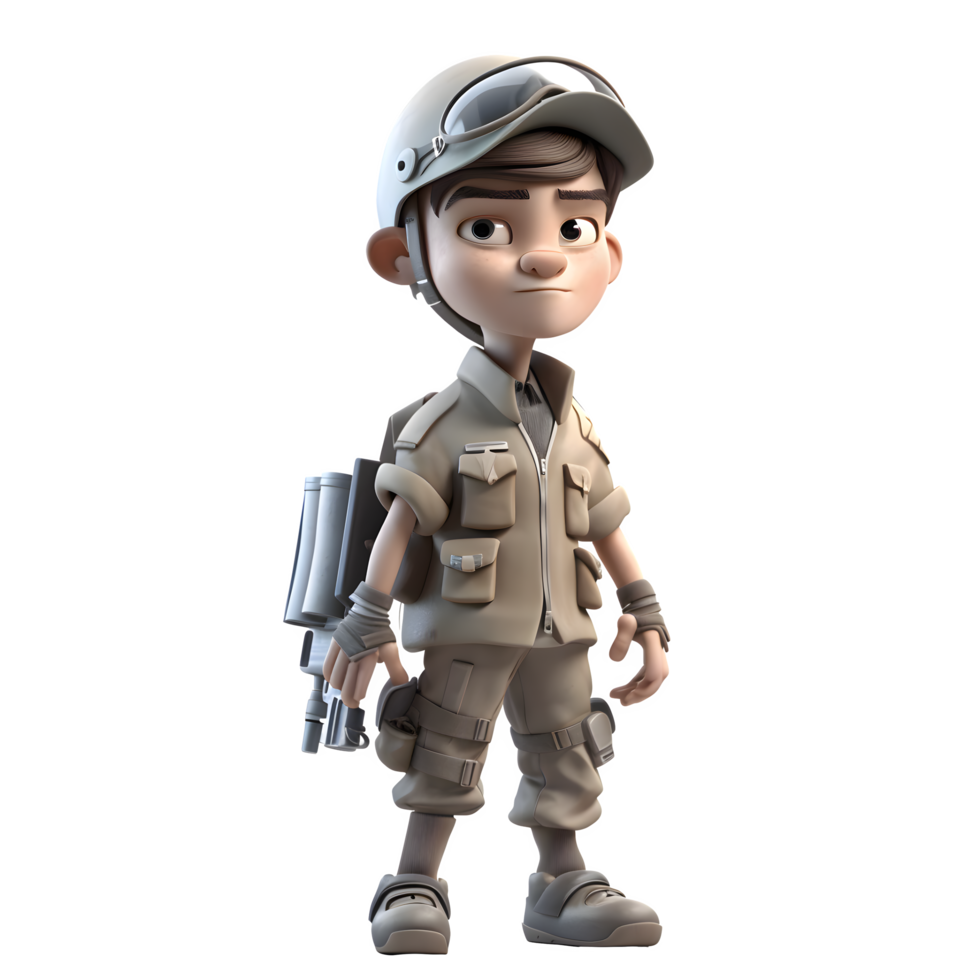 Armed and Ready 3D Render of Army Man in Uniform on White Background PNG Transparent Background