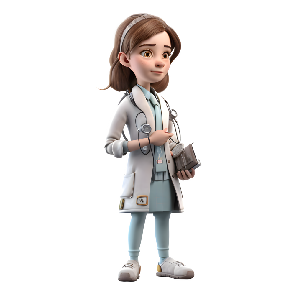 Cute Doctor Women with Empathy Understanding and Kind Characters for Health Education Projects PNG Transparent Background