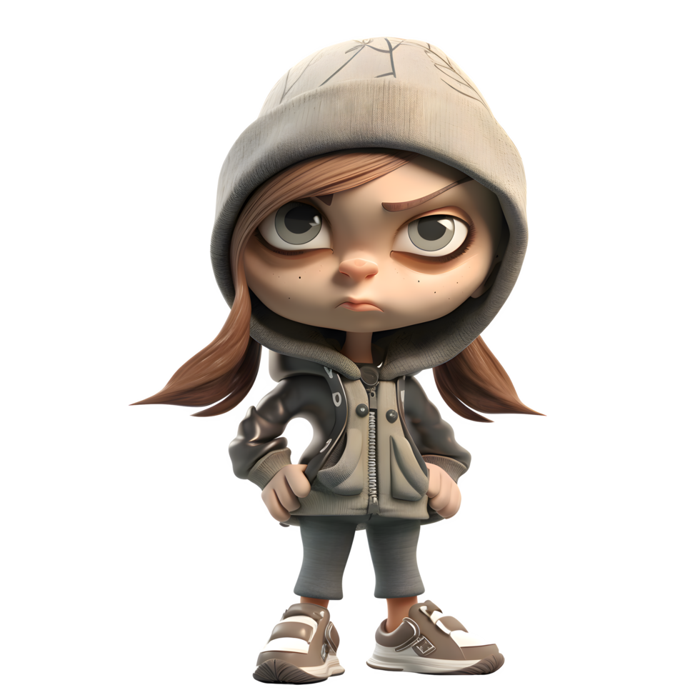 Adventurous 3D Burglar Girl Playful and Exciting Model for Games and Stories PNG Transparent Background
