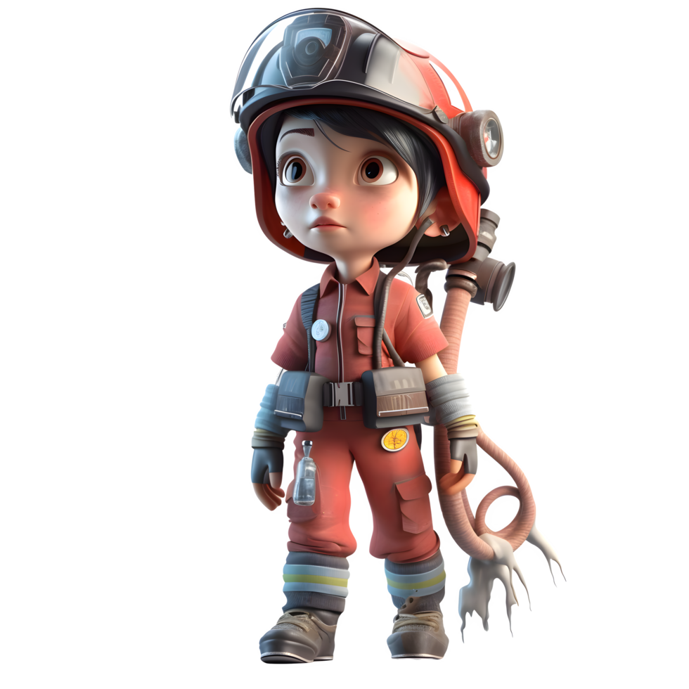 eroico e resiliente 3d pompiere donne valoroso e duraturo personaggi per antincendio industria promozioni png trasparente sfondo
