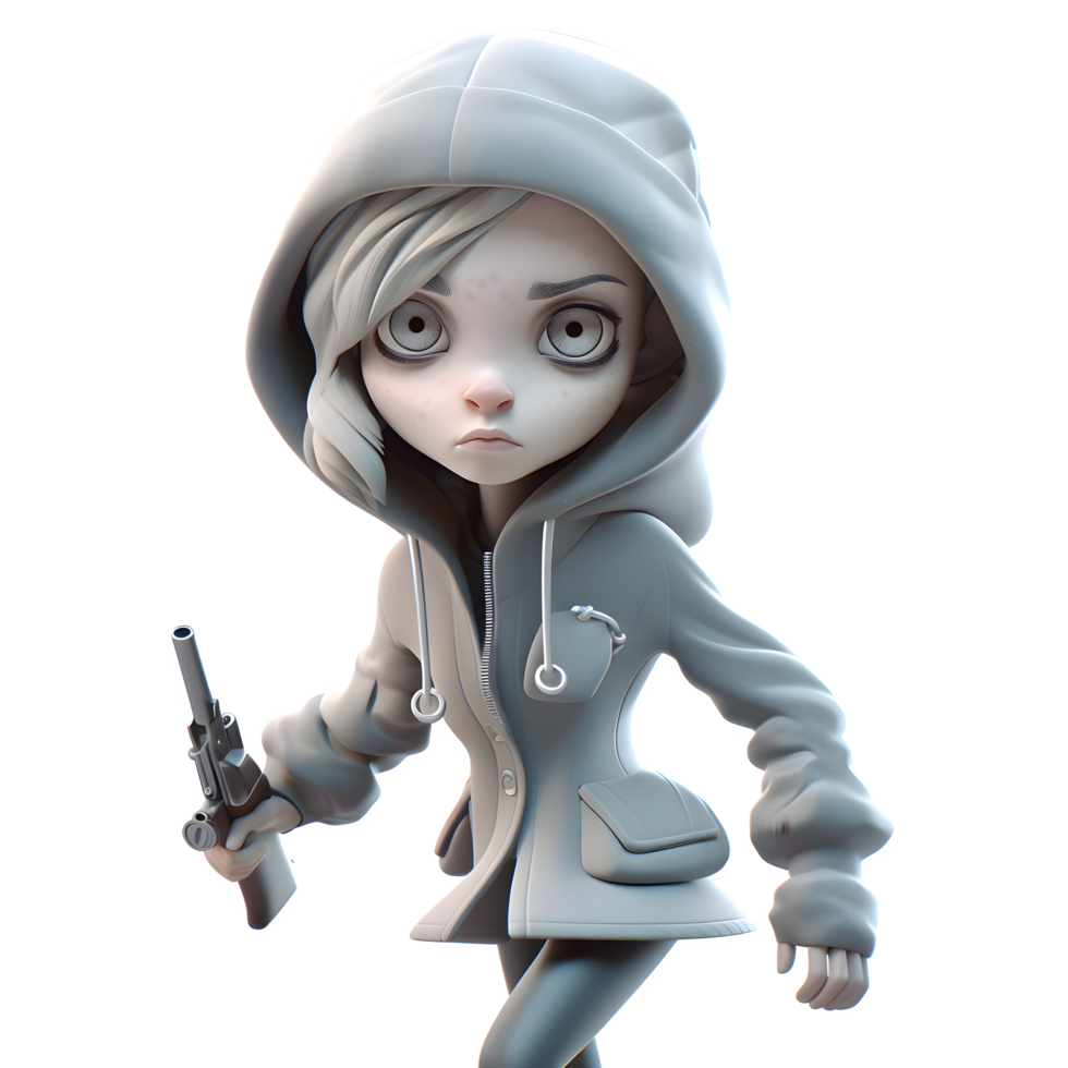 3D Burglar Girl in Action Dynamic and Expressive Character for Cartoons and Videos PNG Transparent Background