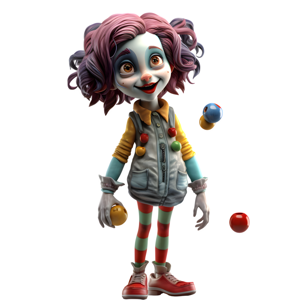 Cute and Quirky 3D Joker Girl PNG Transparent Background