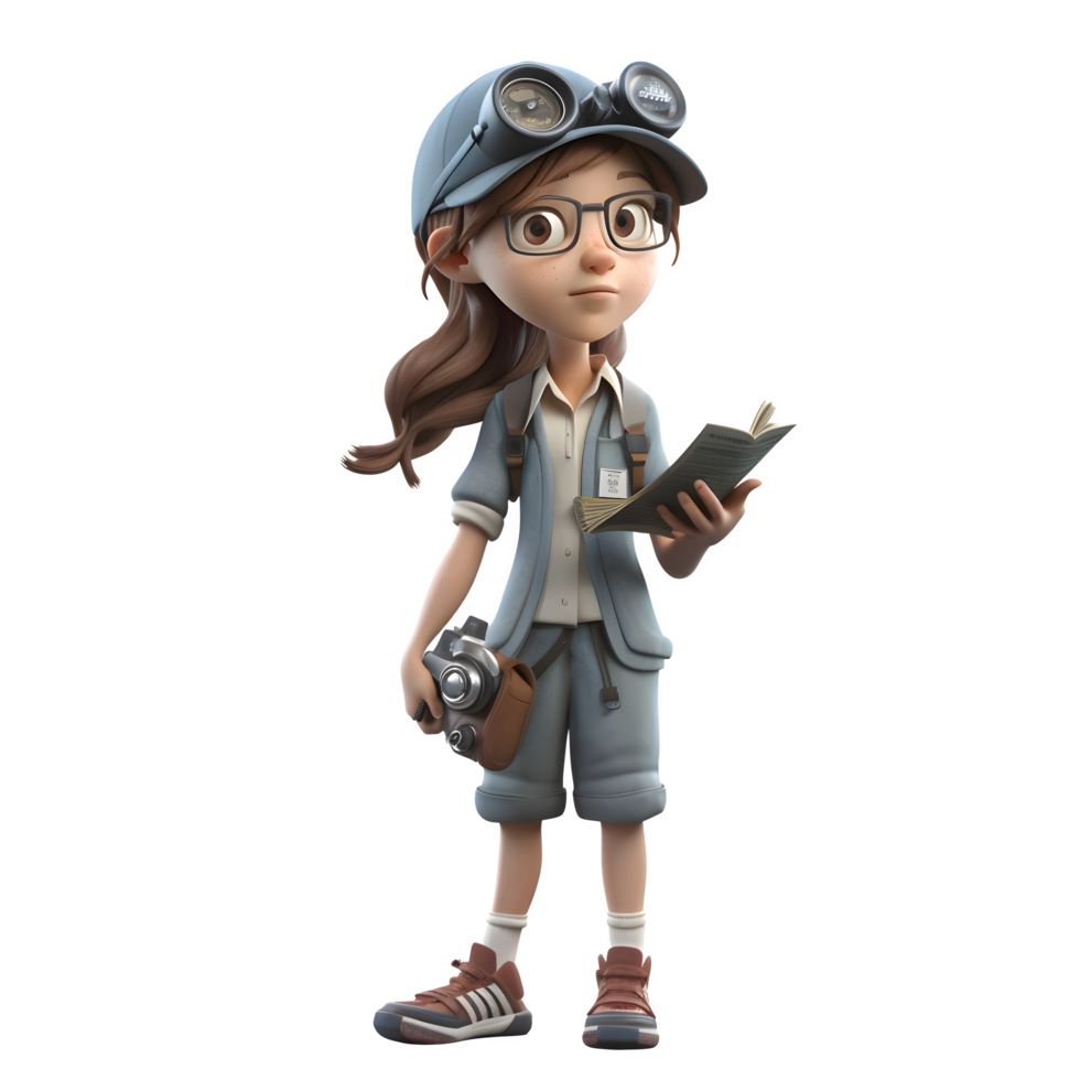 3D News Reporter Girl with a Microphone PNG Transparent Background