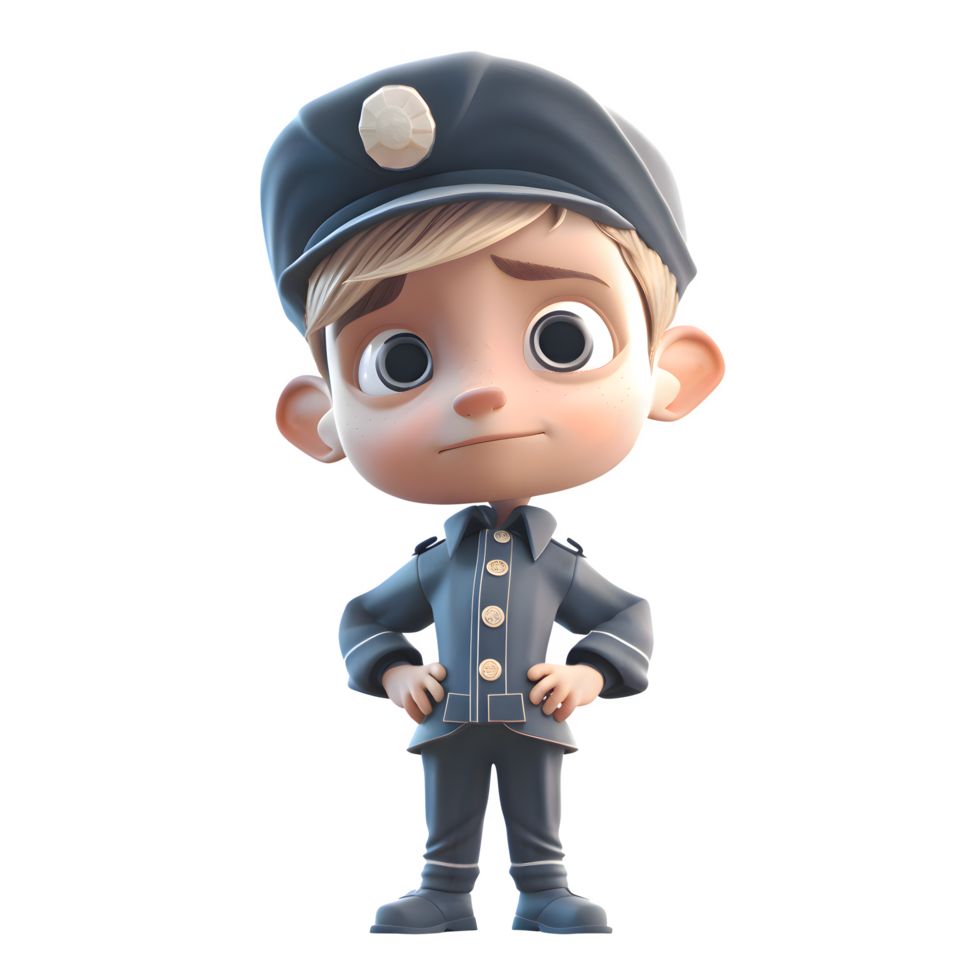 Justice Served 3D Render of Police Man on White Background PNG Transparent Background