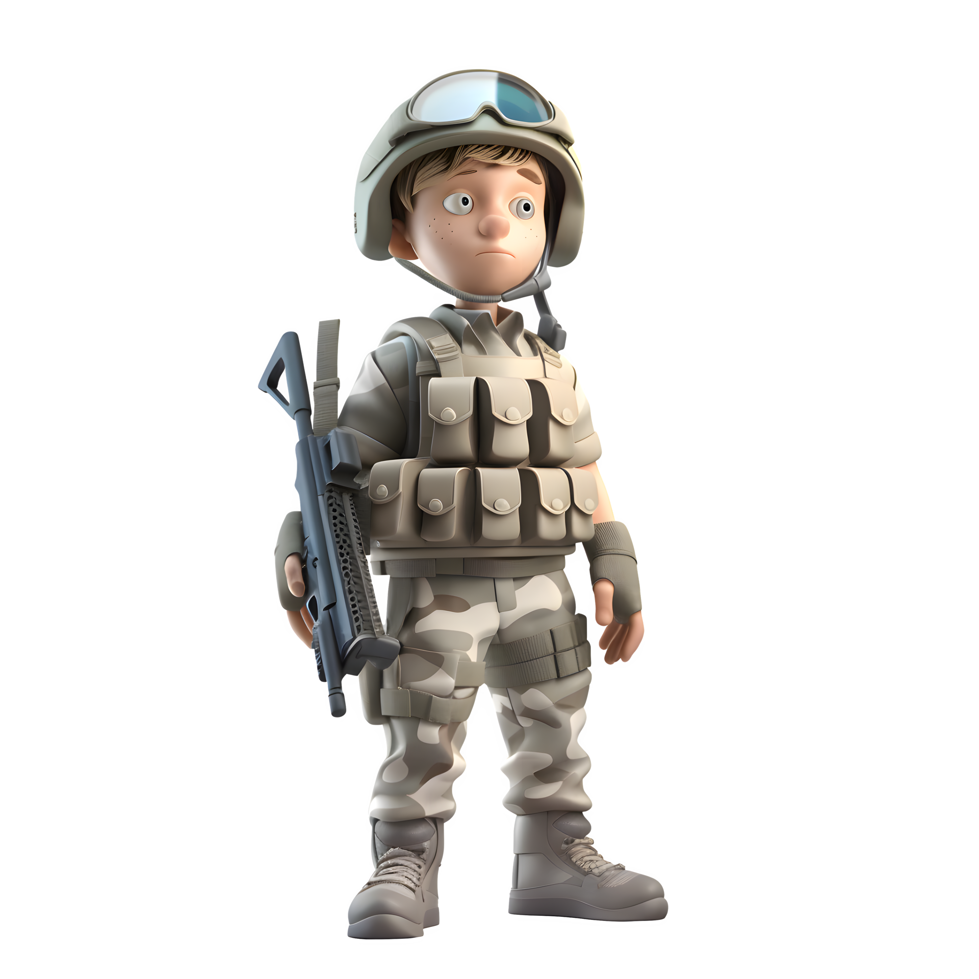Military Might 3D Army Man in Uniform on White Background PNG