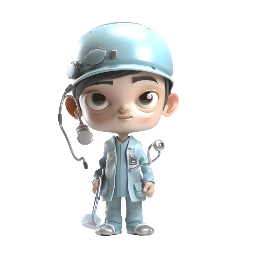 Serious 3D Dentist with Mouth Mirror Ideal for Dental Examination or Diagnosis Concepts PNG Transparent Background