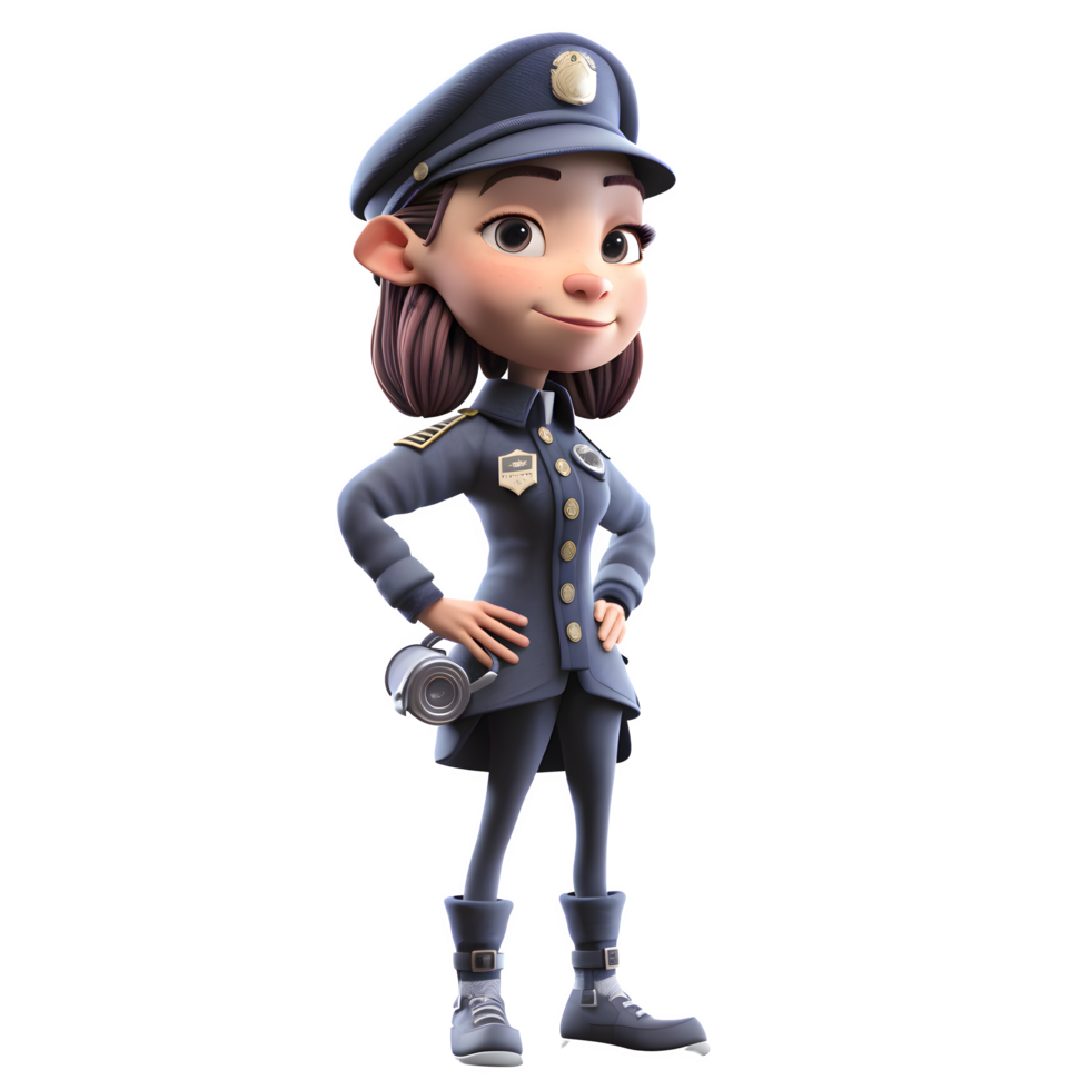 Cute 3D Police Officer with Hat PNG Transparent Background