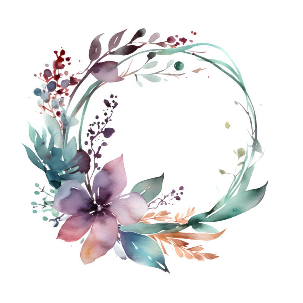 mão desenhado floral fundo com vegetação e flores silvestres. perfeito para temático da natureza projetos. png transparente fundo