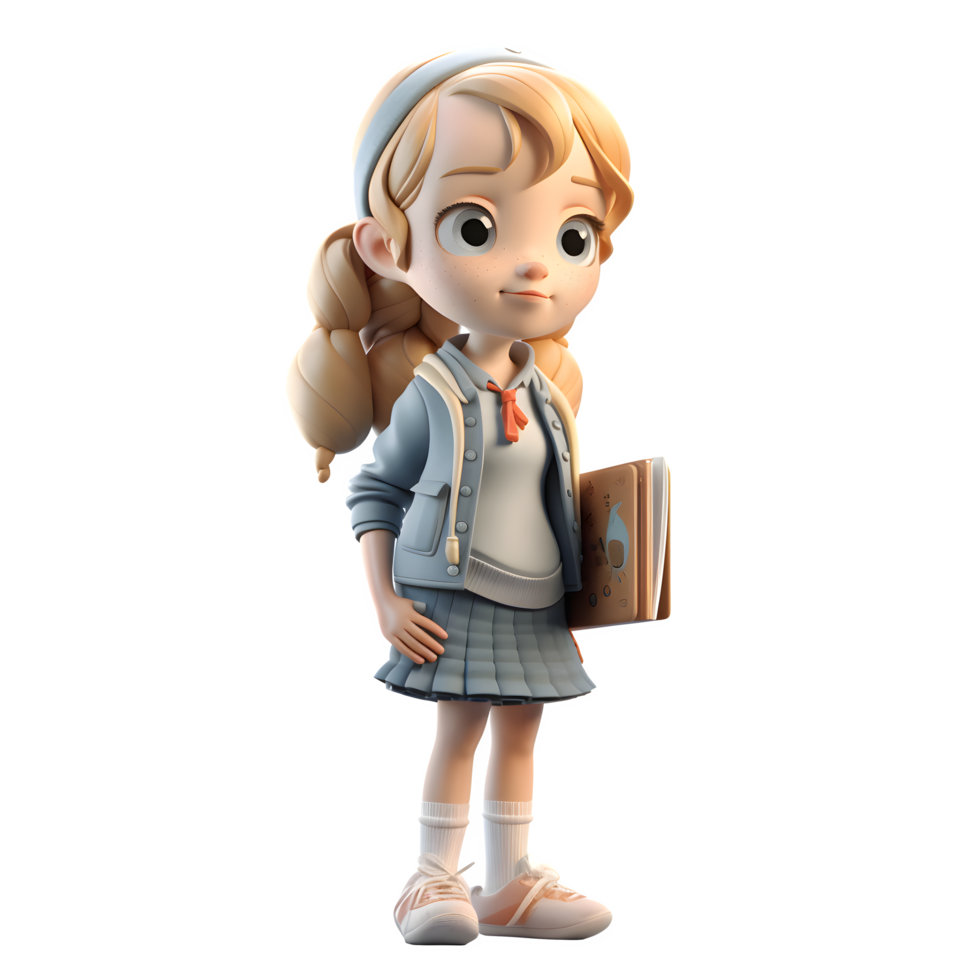 Head of the Class Cute 3D Girl Student PNG Transparent Background