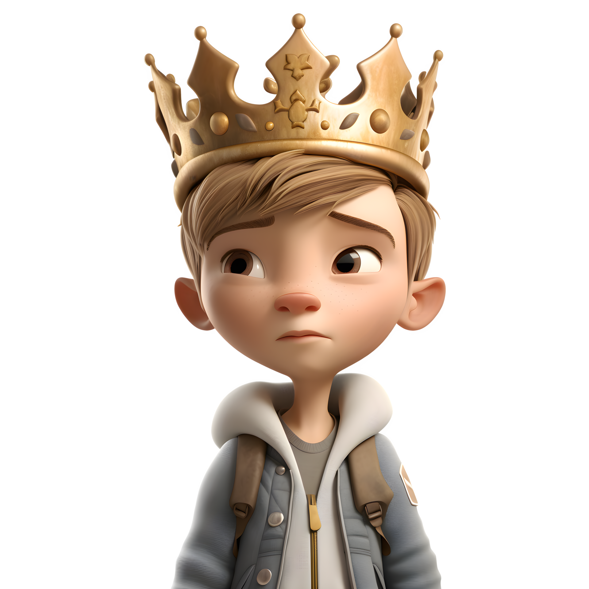 Majestic 3D Boy King Perfect for Hero or Warrior Themed Concepts PNG