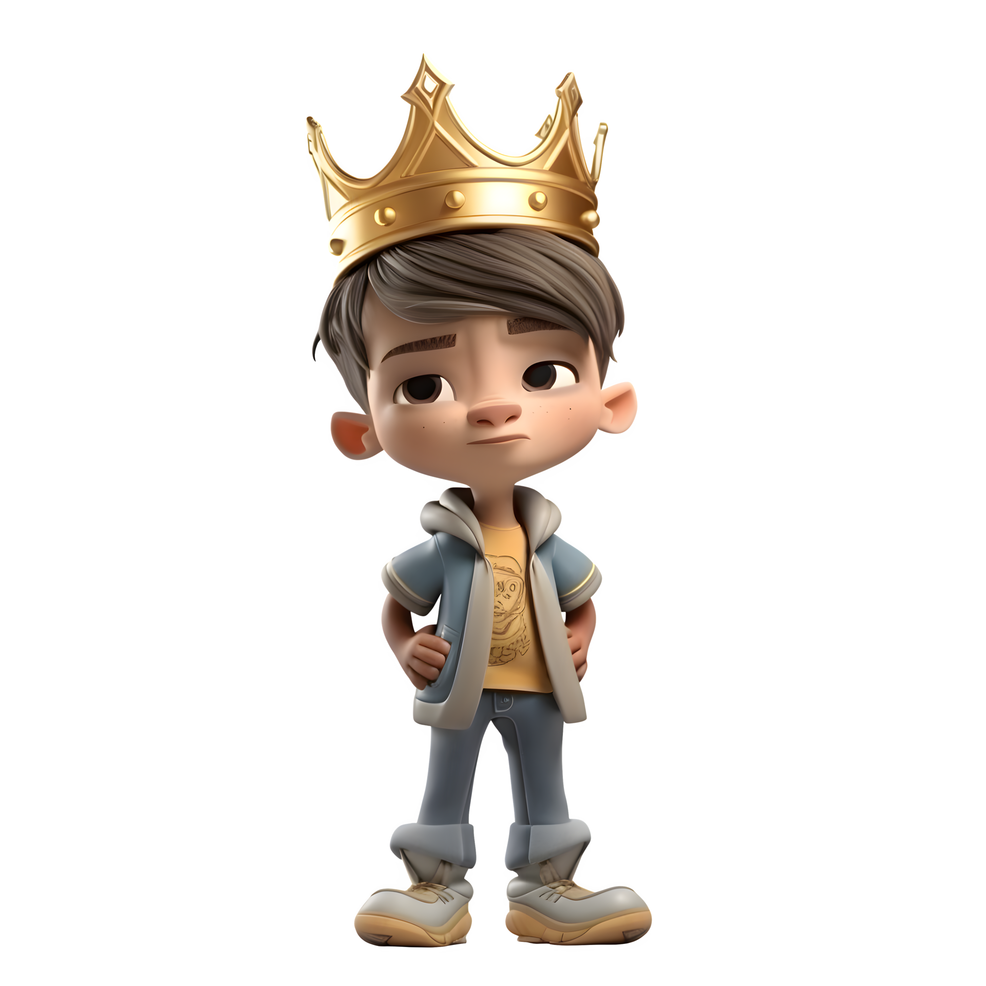 Proud 3D Boy King with for Symbolic or Cultural Inspired Projects PNG