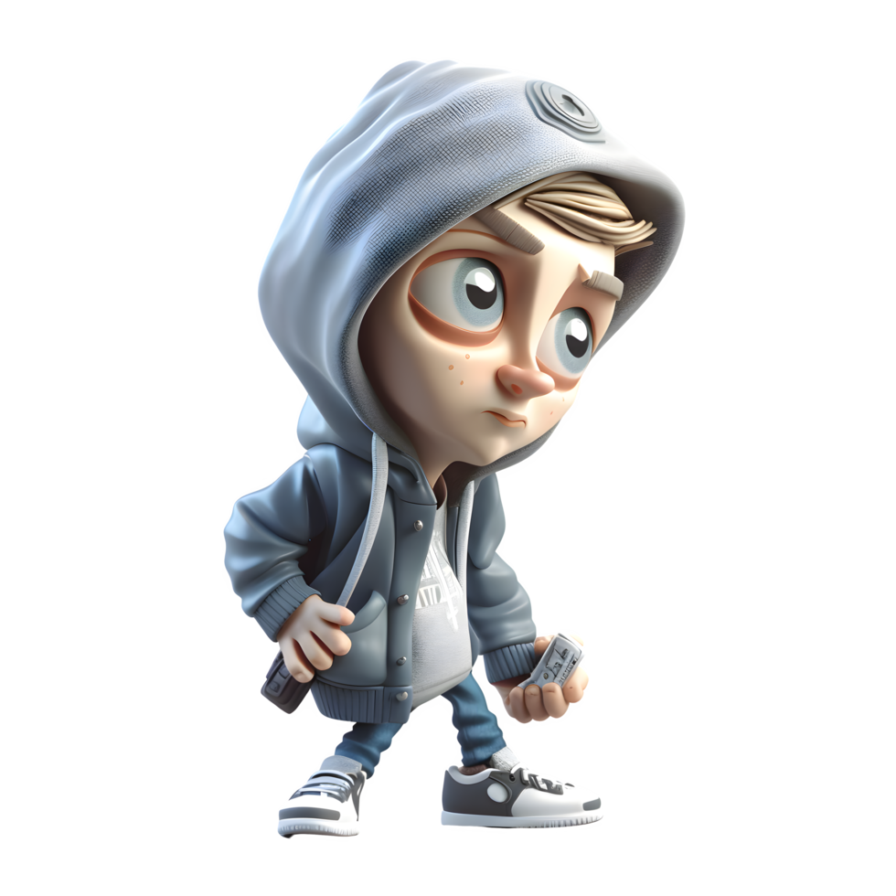 Miniature Mischief Makers 3D Rendered Burglar Kids at Play PNG Transparent Background