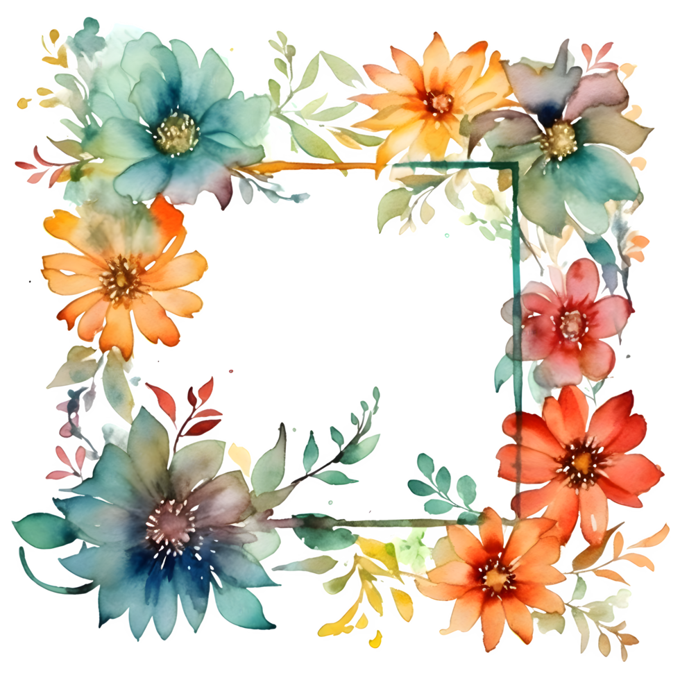 Whimsical Floral Border with Wildflowers and Butterflies. Perfect for