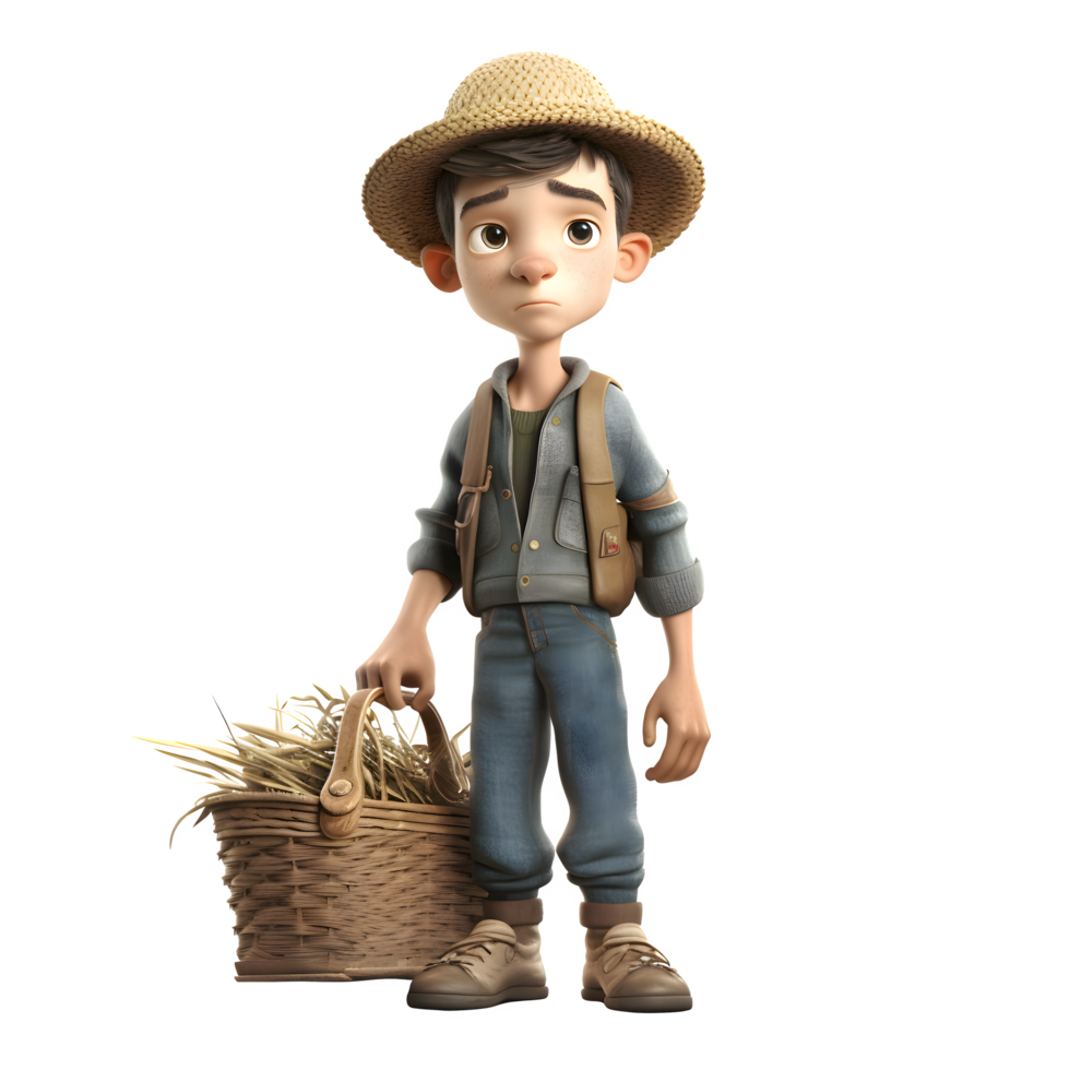Smart 3D Farmer with Seeds Ideal for Agriculture or Gardening Designs PNG Transparent Background