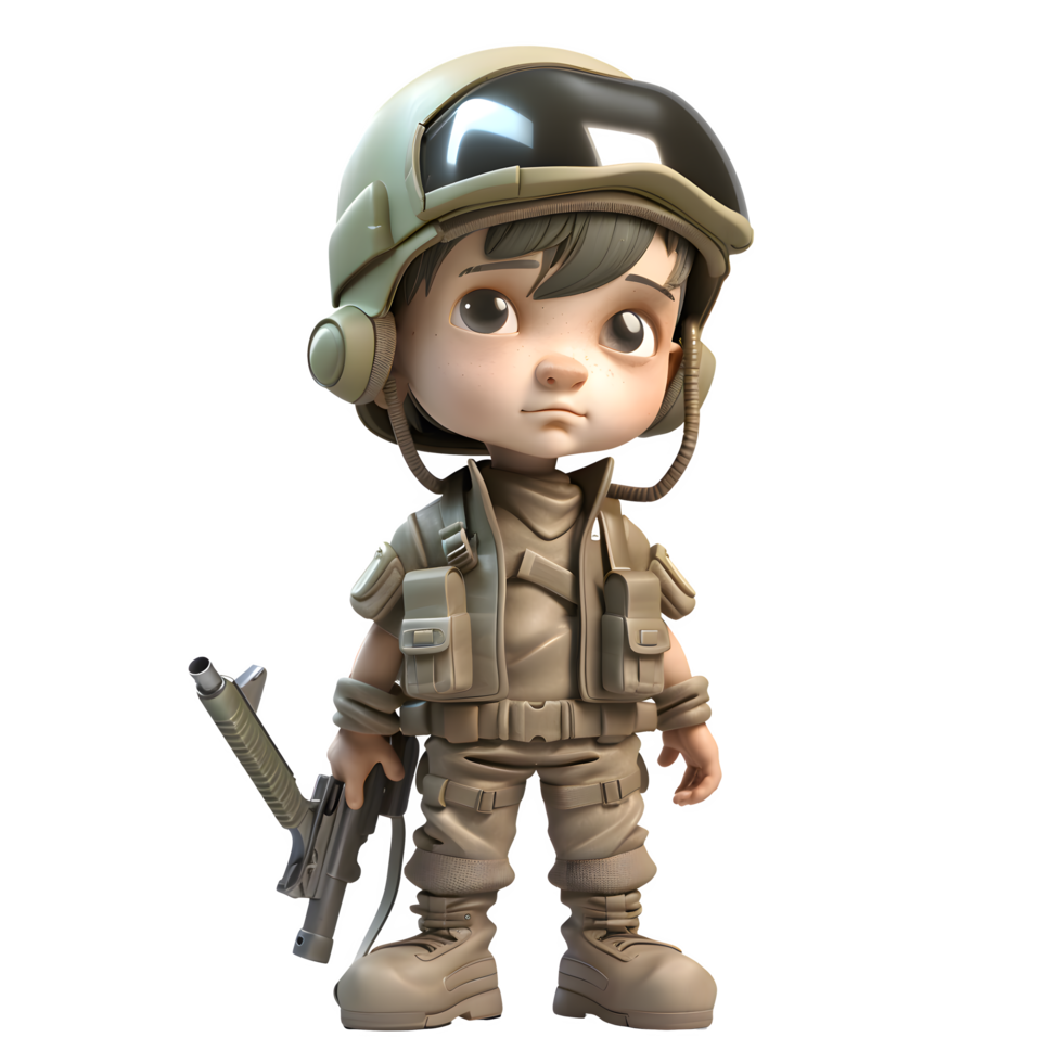 Guardian of the Nation 3D Army Man in Uniform on White Background PNG Transparent Background