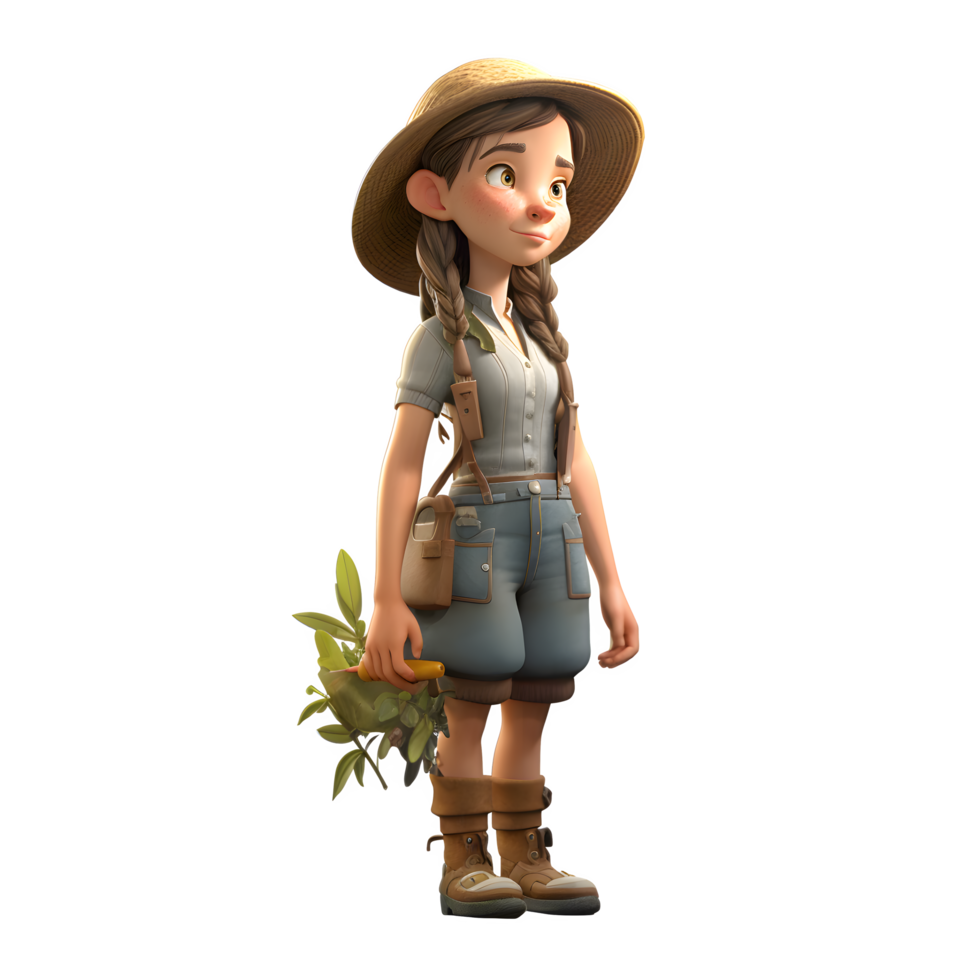 Confident and Experienced 3D Farmer Women Competent and Trustworthy Characters for Rural Lifestyle Promotions PNG Transparent Background