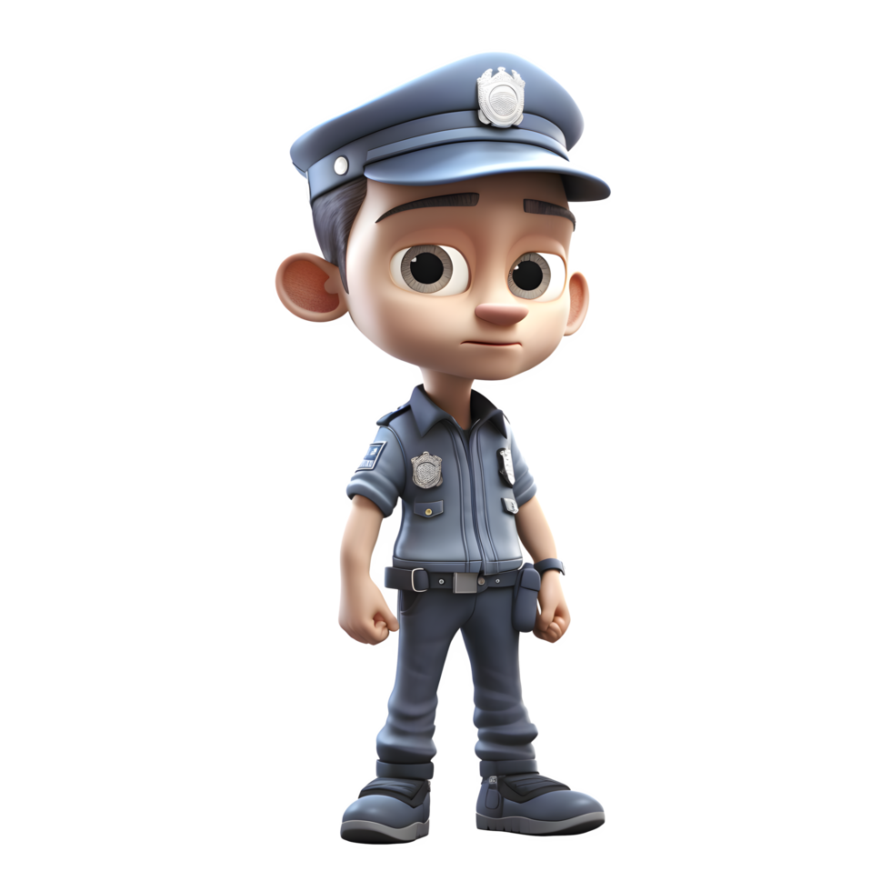 Police Bravery in 3D Rendered Images of Policeman on White Background PNG Transparent Background