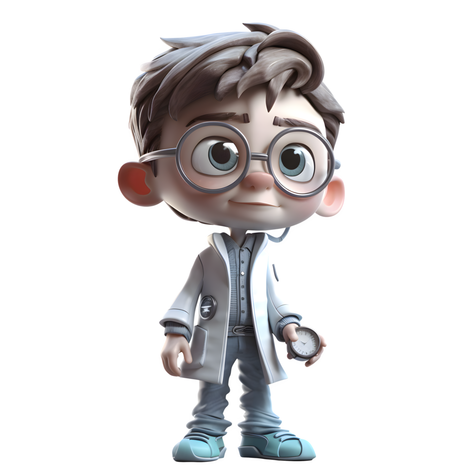 Serious 3D Doctor with MRI Scan Ideal for Radiology or Imaging Related Projects PNG Transparent Background