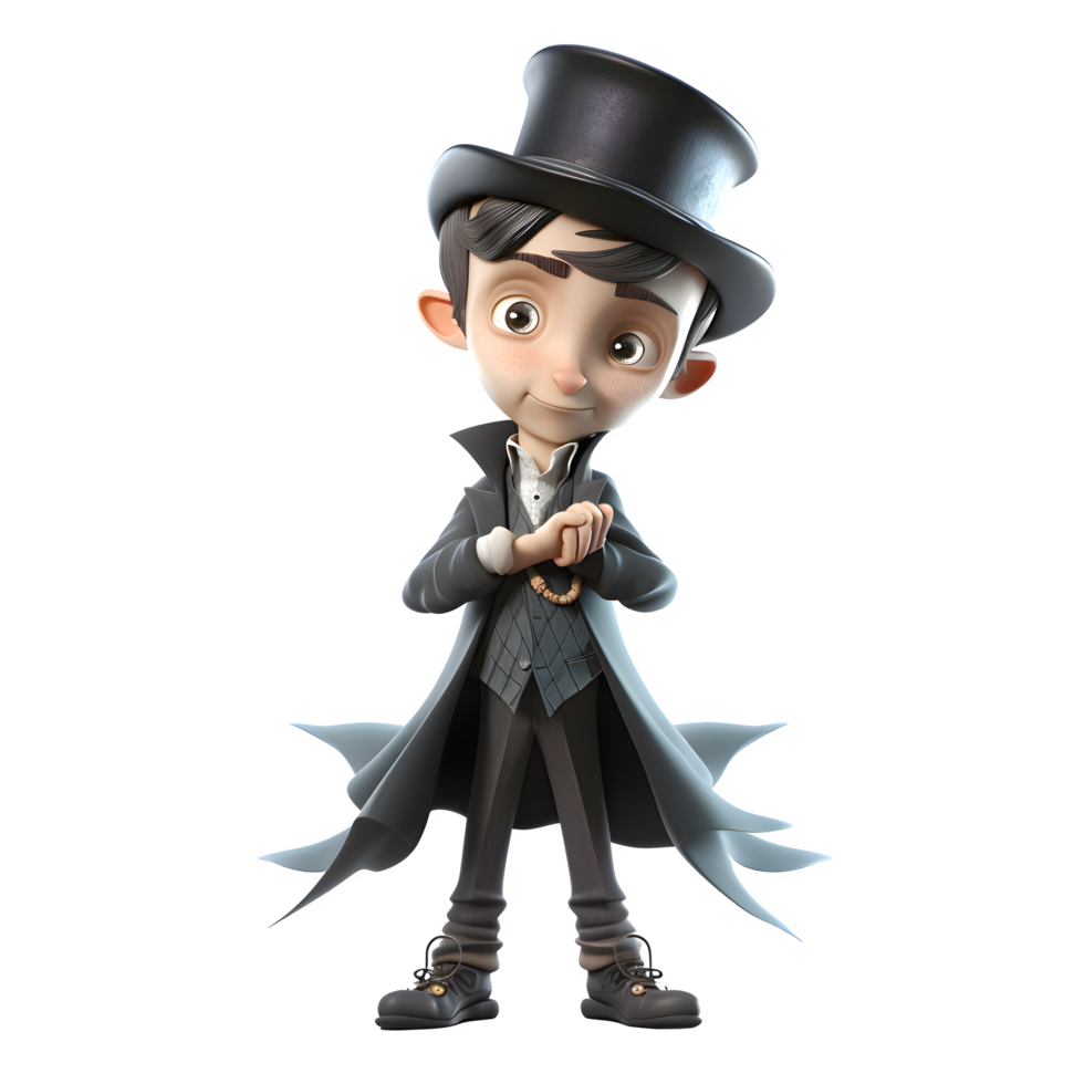 Charming 3D Boy Magician with Levitation Trick Ideal for Circus or Carnival Inspired s PNG Transparent Background