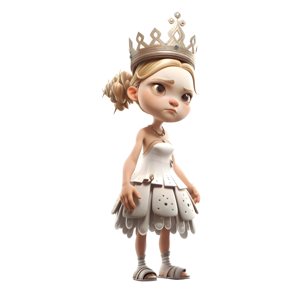 Imposing 3D Queen with a Noble Stance PNG Transparent Background