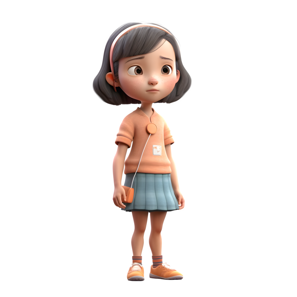 mignonne et curieuse 3d fille étudiant personnage png transparent Contexte