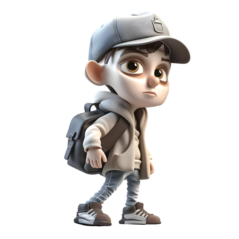 Playful 3D Student boy with toy plane on white background PNG Transparent Background