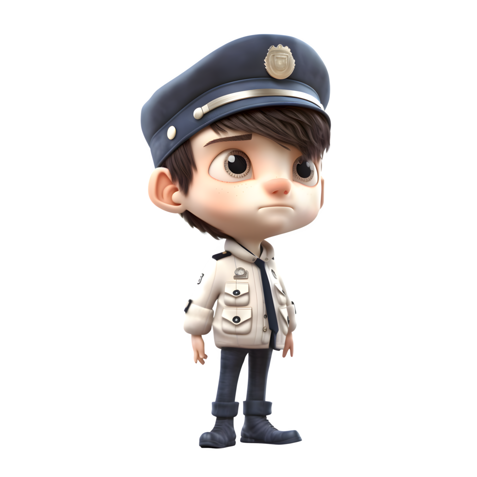 Arresting Performance 3D Render of Policeman in Dynamic Pose on White Background PNG Transparent Background