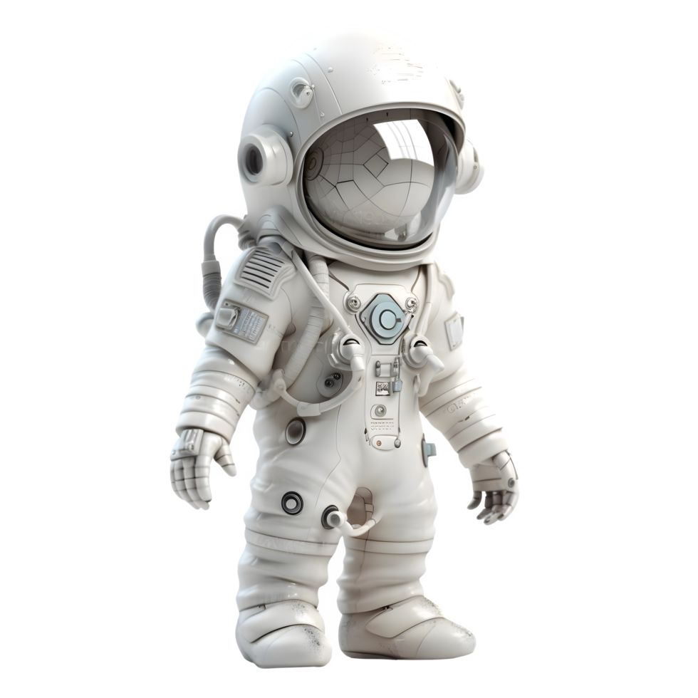 3D Astronaut on White Background with Spacesuit and Helmet PNG Transparent Background