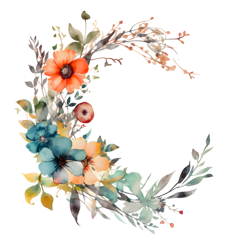 Minimalist floral frame with white flowers and leaves PNG Transparent