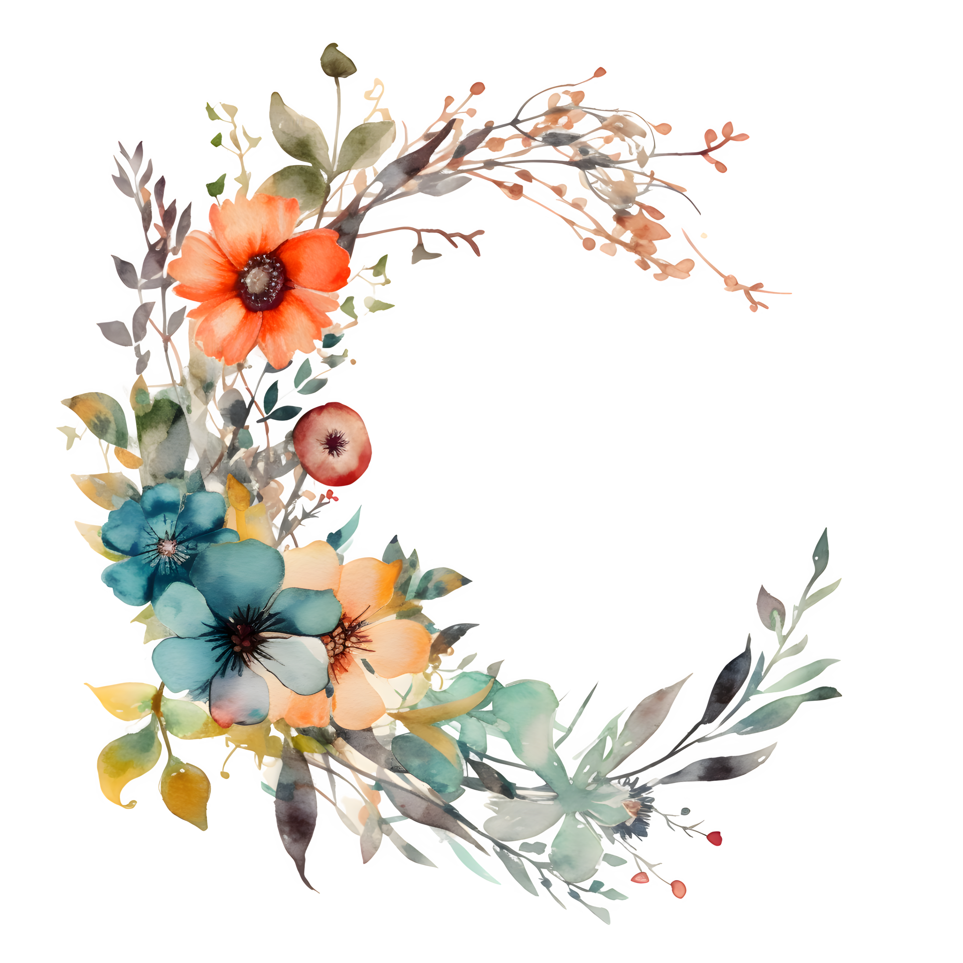 minimaliste floral Cadre avec blanc fleurs et feuilles png transparent