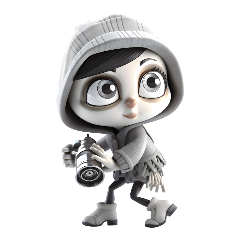 Dynamic 3D Burglar Girl Animated and Expressive Character for Cartoons and Videos PNG Transparent Background