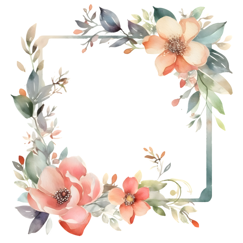 caprichoso floral convite com desenhado à mão flores e folhas png transparente fundo