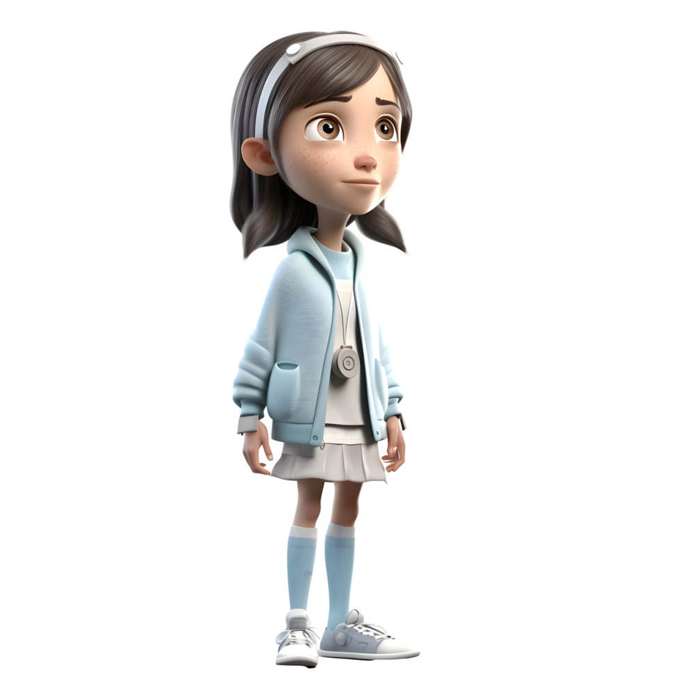 High Achiever 3D Cute Girl Student PNG Transparent Background