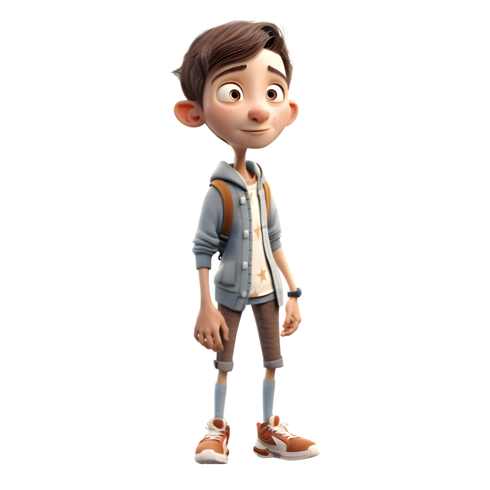 Collaborative 3D Student boy with handshake on white background PNG Transparent Background