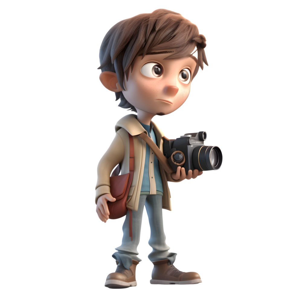 Playful Photographer Kids with Cameras PNG Transparent Background