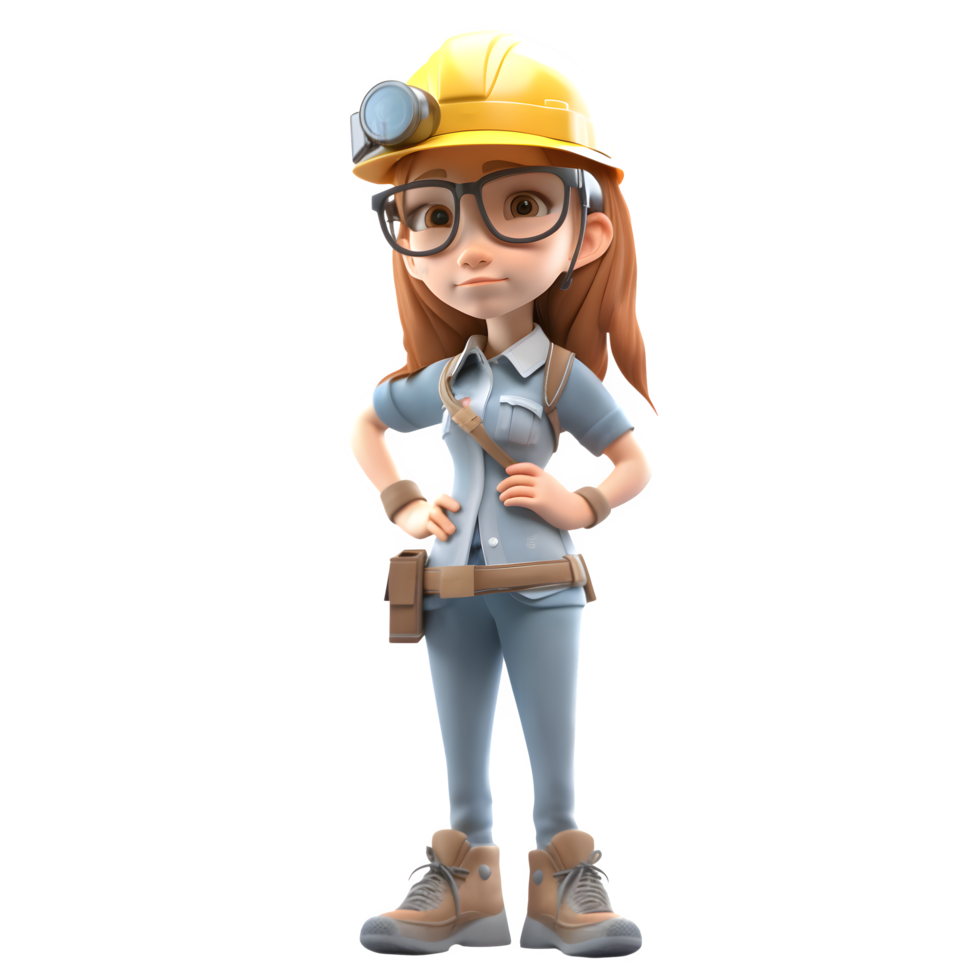 Cute and Capable 3D Engineer Women Skilled and Productive Models for Project Management Industry Media PNG Transparent Background