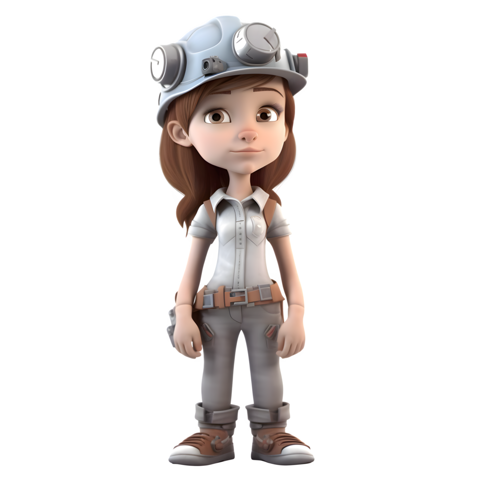 Confident and Determined 3D Engineer Women Focused and Driven Characters for Technical Services Presentations PNG Transparent Background