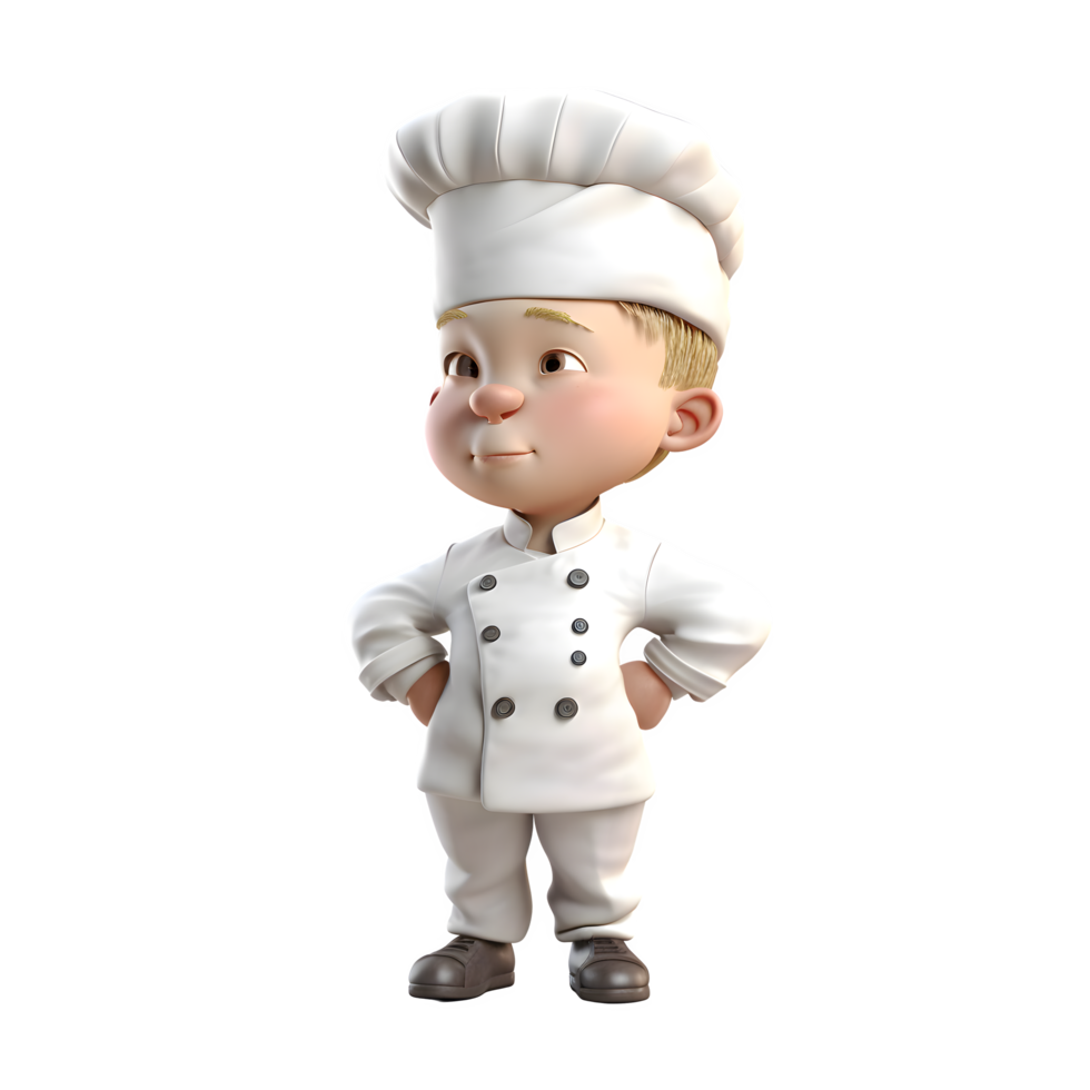 Professional 3D Chef with Hat and Apron Suitable for Cooking or Hospitality Projects PNG Transparent Background