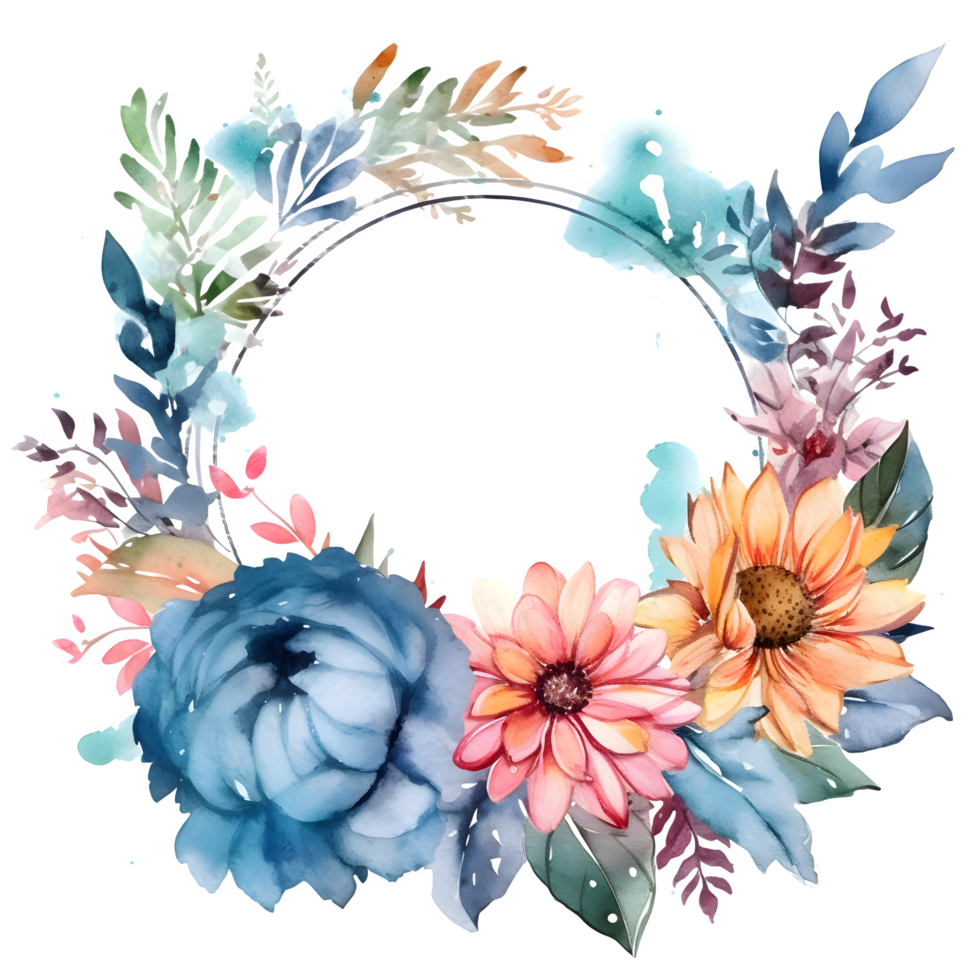 bunt Blumen- Rand mit Frühling Blumen und blüht. botanisch im Aquarell. png transparent Hintergrund