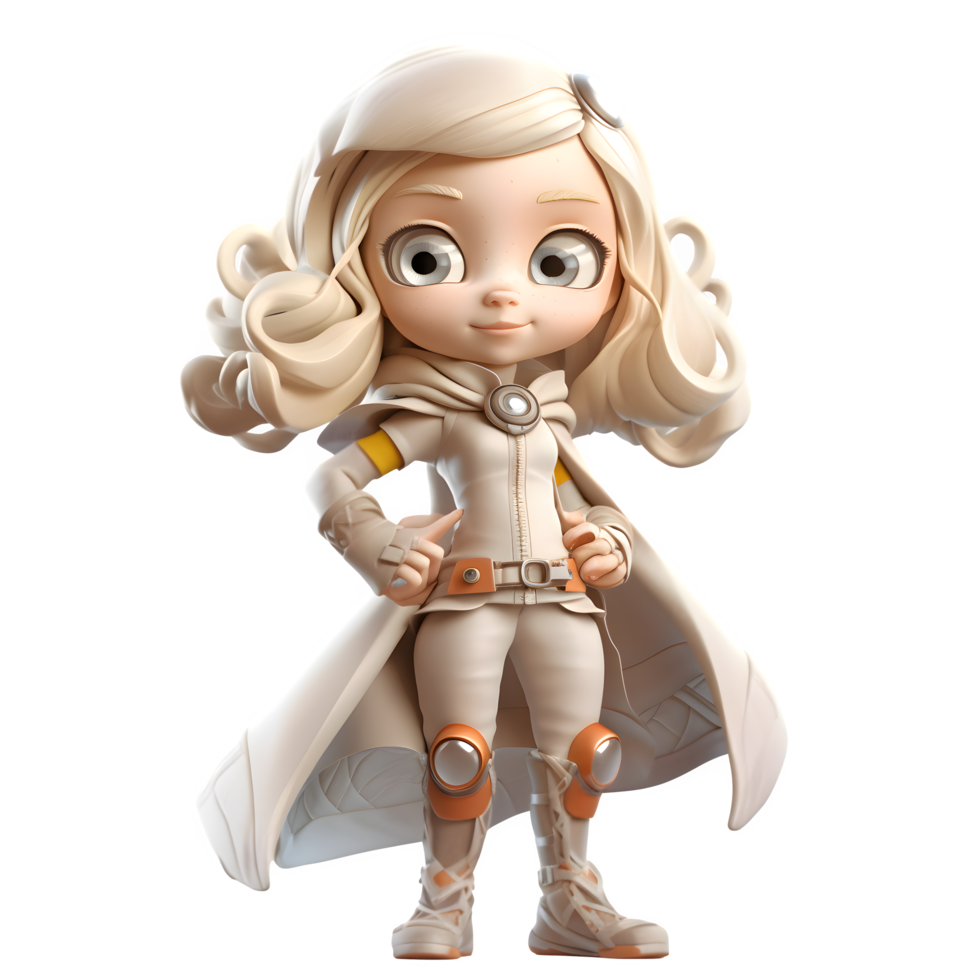 The cutest crimefighter 3D Cute Girl in a superhero costume PNG Transparent Background